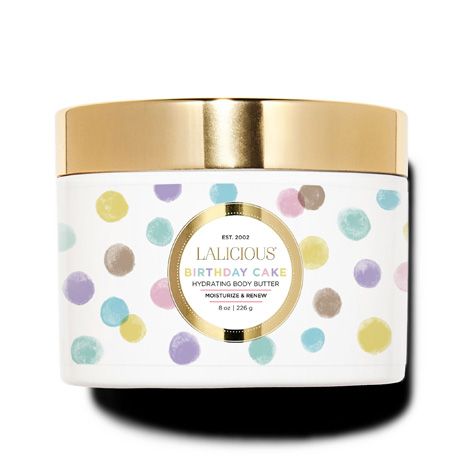 Smells just like birthday cake! Moisturize and renew your skin with this ultra-hydrating Body Butter. Drench the body in this sweet, shimmery pink whipped cream.